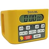 Taylor Precision 5839N Digital Timer, 4 Event Channel, 4.5' x 6.25', 10 -Hour for Commercial Kitchens, Yellow