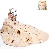 mermaker Burritos Tortilla Blanket 2.0 Double Sided 71 inches for Adult and Kids, Giant Funny Realistic Food Throw Blankets, 285 GSM Novelty Soft Flannel Taco Blanket (Yellow Blanket-Double Sided)