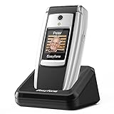 Easyfone T300 4G Easy-to-Use Flip Cell Phone, Big Buttons, Clear & Loud Sound, Hearing aid Compatible, SOS Button, SIM Card Included, Big Battery with an Easy Charging Dock (Black)