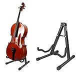 RKDMO Cello Stand Adjustable, Folding Cello Support Stand, A-Frame Folding Cello Holder Compatible for Violin 1/8-4/4 Cellos Guitars Electric Bass Electric Guitar Stand Acoustic, Black