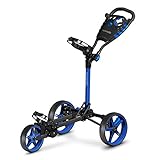 3 Wheel Golf Push Cart - Lightweight Folding Golf Walking Push Cart Roller Golf Bag Holder w/ Upper/Lower Bracket w/ Elastic Strap, Scorecard Storage Compartment - SereneLife SLGCFLW
