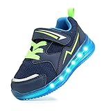 YESKIS Toddler Boys Light Up Shoes LED Flashing Lightweight Mesh Breathable Adorable Running Sneakers for Toddler Dark Blue 9
