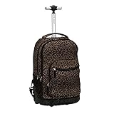 Rockland Single Handle Rolling Backpack, Leopard, 19-Inch