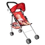 Hey! Play! Toy Stroller for 10” Baby Dolls- Foldable, Lightweight Umbrella Stroller with Rear Basket & Canopy for Girls, Boys, Kids & Toddlers