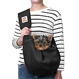 TOMKAS Dog Sling Carrier for Small Dogs Puppy Carrier for Small Dogs (Black, Adjustable Strap & Zipper Pocket)