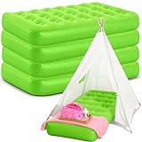 Leyndo Kids Air Mattress Bulk Toddler Inflatable Bed Blow up Camping Sleeping Pad 61.81 x 25.98 x 7.09 Inches Kid Inflatable Airbed for Kids Aged 3-10 Years Old(Green, 4 Pack)
