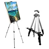 Ns Jymb Portable Artist Easel Stand, Adjustable Easel for Painting Canvases Height from 17 to 66 Inch,Carry Bag for Table-Top/Floor Didplaying and Wedding Signs,Silver