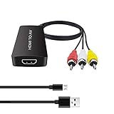 Dingsun HDMI to RCA Converter HDMI to AV Adapter HDMI to Older TV Adapter Compatible for Apple TV, Xiaomi Mi Box, Android TV Box, Roku, Fire Stick, DVD, Blu-ray Player ect. Supports PAL/NTSC