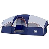 CAMPROS Tent-8-Person-Camping-Tents, Waterproof Windproof Family Tent, 5 Large Mesh Windows, Double Layer, Divided Curtain for Separated Room, Portable with Carry Bag - Blue