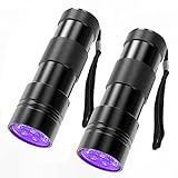 COSOOS 2 Pack UV Flashlight, 12 LED Handheld Blacklight Flashlight 395nm Mini Light Torch Detector for Dog Pet Urine Stains, Bed Bugs and Scorpions. (Batteries not Included)