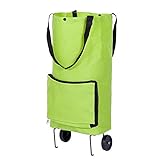 Oxford Cloth Foldable Shopping Trolley on Wheels, 1 Pcs Reusable Grocery Shopping Cart Bag with Rolling Wheels, Large Capacity Shopping Travel Bag