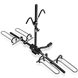 Goplus Hitch Mount Bike Rack, Folding 2-Bike Platform Style Carrier for MTB, Ebike, Road & Standard Bike, Fit 1 1/4” and 2” Hitch Receiver, 132lbs Capacity, Tray Style Bicycle Rack for Cars Trucks SUV