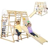 Toddler Indoor Gym Playset, 8-in-1 Wooden Climbing Toys with Swing, Monkey Bar, Rings, Climbing Structure for Climbing & Sliding for Boys and Girls,3Y+