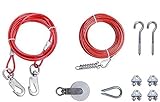 Lifstar 75-ft Red Vinyl Coated Dog Trolley Exerciser Dog Run Cable, Dog Pulley System, Dog Trolley System, Dog Runners for Yard, Dog Line Runner