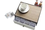 J JACKCUBE DESIGN Tea Bag Organizer for Countertop with Drawer, Tea Storage Organizer with 12 Compartments(Brown/White) - MK353A