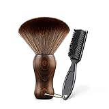 CGBARBER Barber Neck Duster Brush Wood Handle with Hook for Hair Cutting… (Neck brush+Black brush)For All Hair Type.