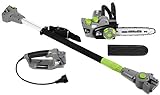 Earthwise CVPS43010 7-Amp 10-Inch Convertible 2-in-1 Corded Electric Pole Saw/Chainsaw, Grey