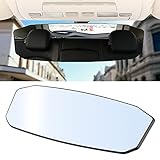 Car Rear View Mirror, 12Inch Interior Clip-on Wide Angle Convex Rear View Mirror, Car Accessories HD Wide Angle Extended Curved Mirror to Reduce Blind Spot Effectively for More Cars