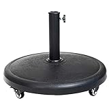 C-Hopetree 44 lb Heavy Duty Round Base Stand with Rolling Wheels for Outdoor Patio Market Table Umbrella, Black