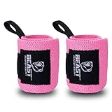 Beast Power Gear Women Wrist Wraps (14' Premium Quality) - Best Wrist Support with Thumb Loop. (Solid Pink)