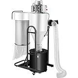 VEVOR 2 HP Dust Collector, Portable Cyclone Dust Collector, 1,500 CFM Woodworking Dust Collector with 13.2-Gallon Collection Drum and Mobile Base, 220V Dust Collection System 3-Micron Canister Kit