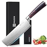 PAUDIN Nakiri Knife - 7' Razor Sharp Meat Cleaver and Vegetable Kitchen Knife, High Carbon Stainless Steel, Multipurpose Asian Chef Knife for Home and Kitchen with Ergonomic Handle