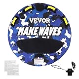 VEVOR Towable Tube for Boating, 1-2 Riders Inflatable Boat Tubes and Towables, 340 lbs, 51.8' Round Water Sport Towable Tube for Boat to Pull, Full Nylon Cover, EVA Grab Handles and Speed Safety Valve
