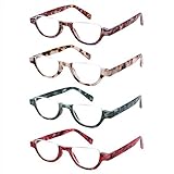 4 Pairs of Colorful Fashion Half Moon Frame Reading Glasses Spring Hinge Male and Female Readers (4 Pack Mix, 1.5)