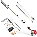 COOCHEER Gas Pole Saw for Tree Trimming 58CC Gas Powered Pole Saw 11.5 inch Cutting Capacity Long Reach to 16FT Pole Chainsaw for Wood Cutting, Branch Trimming