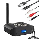 EMUTECK Bluetooth 5.3 Transmitter Receiver for TV to 2 Wireless Headphones, Long Range Dual Link AptX Low Latency, 3.5mm AUX for Home Stereo Speaker Car, USB Bluetooth Adapter for PC Laptop PS4 PS5