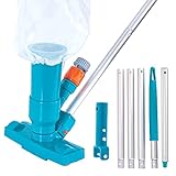 U.S. Pool Supply Portable Deluxe Jet Pool Vacuum Underwater Cleaner with 5 Section Pole, 3 Scrub Brushes, Leaf Bag, Telescopic Pole Attachment - Above Ground Pools, Spas, Ponds - Attach to Garden Hose