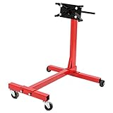 HECASA Rotating Engine Stand 1000 LBS Auto Truck Motor Hoist Dolly Mover Jack with Caster Wheels 360 Degree Rotating Head Caster Wheels Adjustable Arms Auto Repair Rebuild Jack - Red Finish