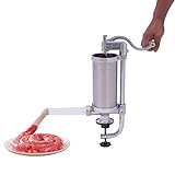 Sausage Stuffer Churro Maker Stainless Steel Homemade Sausage Maker Vertical Meat Filling Kitchen Machine, Packed 4 Stuffing Tubes (2.5LBS/1.5L)