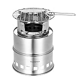 TOMSHOO Portable Folding Windproof Wood Burning Stove Compact Stainless Steel Alcohol Stove Outdoor Camping Hiking Backpacking Picnic BBQ
