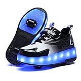 Ehauuo Roller Skates Shoes with USB Charging, Light Up Kid Wheels Shoes Rechargeable LED Flashing Roller Shoes Girls Boys Sneakers for Birthday Christmas Children Gift