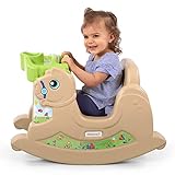 Simplay3 Rock Away Pony for Toddlers - Secure Sit-in Rocking Horse with Sturdy Tray and Cupholder, Tan - Made in USA