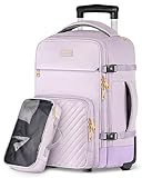 Rolling Backpack for Women, DEEGO 17.3 inch Laptop Backpack with Wheels for Adult, Large Wheeled Backpack with Toiletry Bag, College Roller Travel Backpack Carry on Luggage for Work Business, Purple