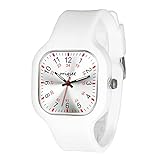 origset Women Watch Square White Sunray Solar Ray Shiny 24 Hour Easy to Read Time for Nurse Medical Students Teachers Doctors Waterproof (White-Sunray)