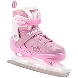 Deluxe Adjustable Ice Skates - for Boys and Girls, Two Awesome Colors - Blue and Pink, Faux Fur Padding and Reinforced Ankle Support, Fun to Skate! Pink Size Medium