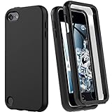 iPod Touch 7th/6th/5th Generation Case, iPod Touch Case, Shockproof Silicone Case [with Built in Screen Protector] Full Body Heavy Duty Rugged Defender Cover Case for iPod Touch 7/6/5 (Black)