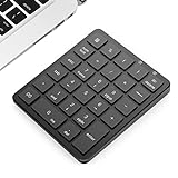 PINKCAT Bluetooth Number Pad, 28 Keys Aluminum Rechargeable Wireless Numeric Keypad, Portable Number Numpad Financial Accounting for Laptop, PC, Notebook, Desktop, Surface Pro - Black