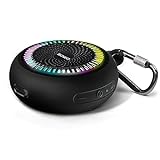 Bluetooth Shower Speaker Waterproof - Small Portable Bluetooth Speaker Wireless with Clip - Powerful Bass and Louder Volume - Colorful Lights and Lightweight with TWS Pairing - Black