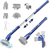 iDOO Electric Spin Scrubber, Shower Scrubber Cleaning Brush with 4 Replaceable Brush Heads, Cordless Power Scrubber with Adjustable Long Handle for Bathroom Shower Tile Grout Tub Floor Pool Car