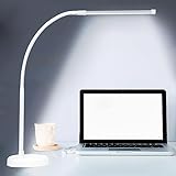 CIVHOM LED Desk Lamp, Swing Arm Architect Task Lamp with Long Flexible Gooseneck, Heavy Base, 3 Color Modes, 10 Brightness Levels, and USB Adapter, Desk Light for Home/Office/Drafting/Reading