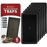 LULUCATCH Super Glue Traps 6 Pack for Mice & Snakes, Larger, Heavier Sticky Traps with Non-Toxic Glue. Sticky Mouse Traps Indoor, Easy to Set, Safe to Children & Pets