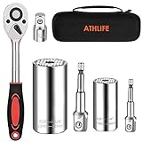 Athlife Universal Socket Wrench Set (11-32mm 7-19mm) Professional Sockets Tools Multi-function Wrench Repair Tool Kit with 3/8 inch Ratchet Wrench & Power Drill Adapter Chrome Vanadium Steel