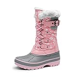 DREAM PAIRS Girls Faux Fur Lined Insulated Waterproof Winter Snow Boots Pink Kriver-1 Size 2 M US Little Kid