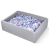 Foam Ball Pit for Children Toddlers, 47 Inch Rectangle Kids Ball Pool, Soft Ball Pit Large Size, Ideal Gift for Children Indoor and Outdoor Game (Balls NOT Included) Light Grey