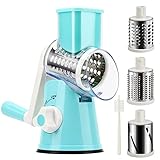 YNNICO Rotary Cheese Grater - Manual Mandoline Slicer with Non-slip Suction Base, Vegetable Slicer Nuts Grinder Cheese Shredder with Clean Brush