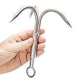 Ledytech Grappling Hook Grapnel Hook, 3-Claw Stainless Steel Tree Climbing Hook, Brunch Limb Retrieving (Large)